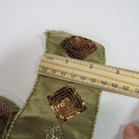 Sequins Diamond Design wired ribbon Warm Gold & Brown 2.5" wide - Picture 3 of 9